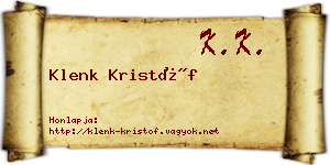 Klenk Kristóf névjegykártya